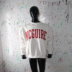 MCGUIRE ASH GREY <b>Mock</b> <b>Neck</b> Sweatshirt 100% RED Applique Embroidery wide <b>neck</b> Sweatshirt Finer Threads - Product Image 3
