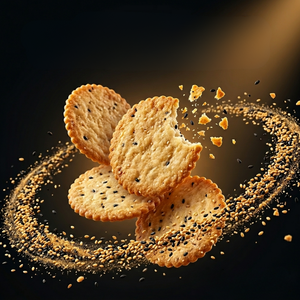 ODM Vietnam Factory Direct & Free Samples Irresistably Unique Taste Crispy Sesame Round Crackers 150g - Product Image 1
