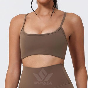 Vêtements de sport pour femmes, bretelles spaghetti, taille haute, col rond, découpe au dos, extensible, respirant, séchage rapide, yoga, gym, fitness, entraînement - Product Image 3