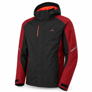 Men's Waterproof <b>Hooded</b> Softshell Jacket With <b>Zip</b> Fly And Badge Logo For Winter Outdoor Activities - Product Image 3
