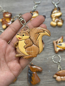 Cadeaux en bois, porte-clés, anneau, porte-clés vintage artisanal provenant d'une usine du Vietnam pour cadeau de Noël et souvenir, prix bas - Product Image 3