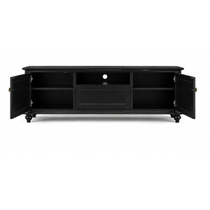 Luxury Black Solid Teak Wood TV Stand Media Console Classic Entertainment <b>Cabinet</b> for Hotel Villa Apartment <b>Bedroom</b> Furniture - Product Image 4