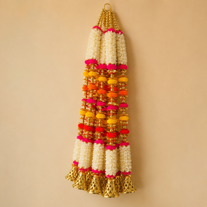 Guirnalda Tradicional India de Flores para Colgar en la Pared, Toran con Cuentas de Perlas, Latkan, Campanas Doradas, Decoración para Bodas, Diwali y Hogar - Product Image 1