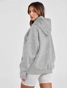 Sudadera con Capucha de Forro Polar para Mujer, Hombros Caídos, Color Sólido, con Bolsillo Canguro, Transpirable, para Otoño - Product Image 4