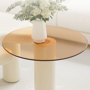 Set di Tavolini da Caffè Circolari Beige Crema per Soggiorno, Facile Montaggio - Product Image 3