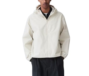 Échantillon de fabrication Veste coupe-vent à capuche coupe-vent imperméable de haute qualité avec fermeture éclair complète pour hommes - Product Image 4