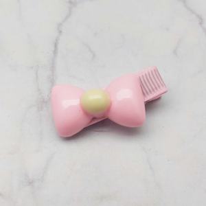 Set de pinzas para el cabello de niña, de aluminio y cinta, color rosa dulce, con lazo de flor 3D, cereza y conejito, cómodas y seguras. - Product Image 4