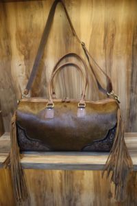 Sac de voyage en cuir de vachette véritable Western avec franges et pompons, sac de week-end - Product Image 3