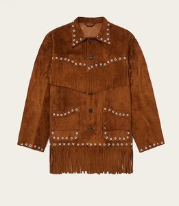 Top Quality Handmade <b>Suede</b> Leather Fringe <b>Jacket</b> for Men Western Vintage Cowboy Style with Tassel Detail Bulk Wholesale Supply - Product Image 1