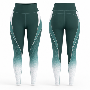 High Waist Full Length Yoga <b>Leggings</b> Geometric Pattern Side <b>Stripe</b> Elastic Waist Spandex Nylon Four-Way Stretch Sublimation - Product Image 1