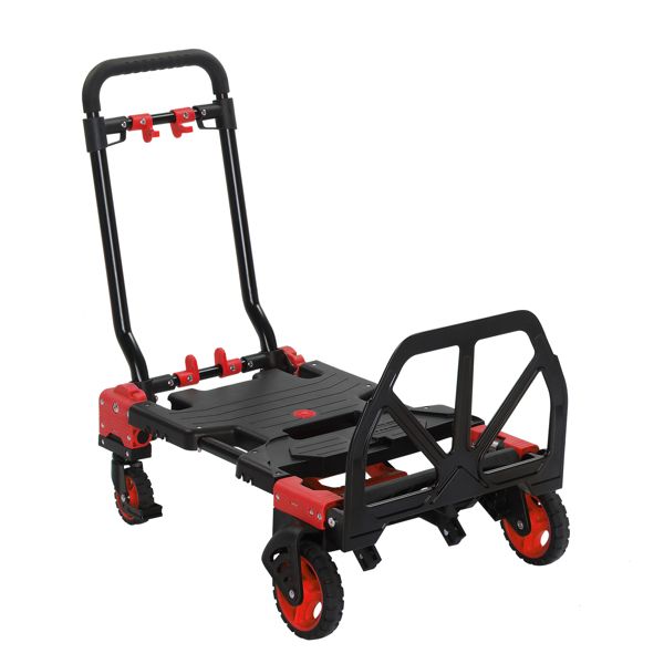 2-in-1 150kg Red Luggage Trolley Durable Hand Cart & Trolley Combination