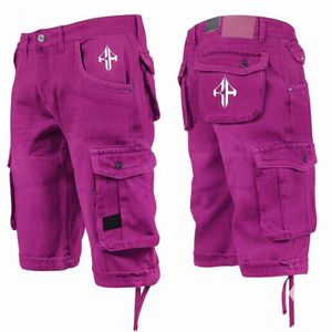 Pantalones Cortos de Mezclilla para Hombre, de Alta Calidad, con Estampado de Serigrafía, Estilo Jeans, de Pierna Ancha, Material Spandex/Poliéster - Product Image 1