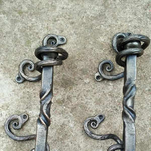 Poignée de portail en fer forgé galvanisé, style traditionnel, avec motif torsadé et ornements en spirale, pour quincaillerie de clôture - Product Image 4