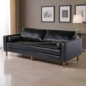 2025 Vintage Genuine Leather Tufted Chesterfield Sofa 2-Seater <b>Dark</b> Black for Living <b>Room</b> Restaurants Hotels Villas Schools - Product Image 5