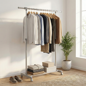 Porte-vêtements simple moderne Articles ménagers de bricolage avec barre de fer extensible pour la blanchisserie à la maison ou le stockage de manteaux dans le salon - Product Image 1