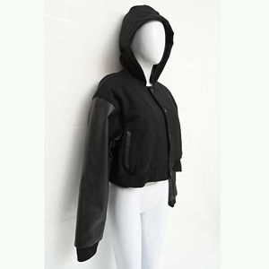 Blouson Bomber Court en Cuir Matelassé Personnalisé avec Logo du Fabricant, Style Streetwear, Broderie Chenille, Sweat à Capuche Baseball - Product Image 4