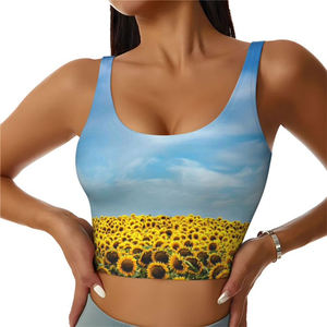 Soutien-gorge de yoga sans bretelles en Spandex et Polyester à maintien élevé, avec logo frontal, pour femmes, idéal pour le fitness, la gym et le sport, personnalisable par impression numérique - Product Image 3