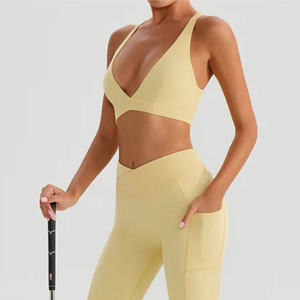 Soutien-gorge de sport pour femme à maintien élevé, antichoc, sans armatures, rembourré, dos nageur, compression, pour entraînement, gym, fitness, course à pied, style crop top - Product Image 5