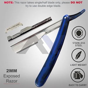 Rasoir de Barbier Classique Professionnel à Lame Droite, Qualité Salon, pour Hommes, Rasoir Shavette pour un Rasage Précis, Outil de Toilettage de la Barbe - Product Image 2