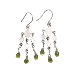 Boucles d'oreilles pendantes chandelier en argent sterling 925 avec péridot naturel, faites à la main, pierre précieuse verte, bijoux en gros - Product Image 1