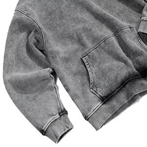 2026 Personalizado 380 g/m² de alto gramaje teñido liso ecológico de corte regular vintage con lavado ácido tipo gofre 100% algodón para invierno con impresión digital - Product Image 4