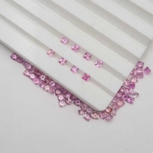 Lote de piedras preciosas sueltas de zafiro rosa natural, corte cuadrado facetado, de 1-6 mm, para la fabricación de joyería artesanal. - Product Image 4
