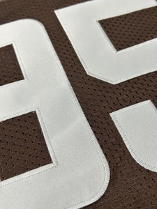 <b>Women</b> Brown American Football Jersey V-Neck Short Sleeve <b>Mesh</b> 100% Polyester Tackle Twill Print Number 95 Breathable Quick Dry - Product Image 3