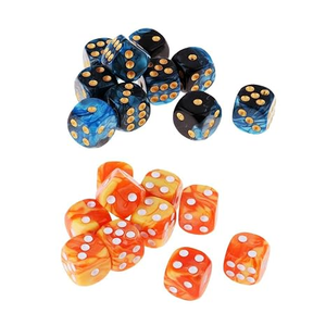 Juego de dados de resina hechos a mano con remolinos azules y naranjas, puntos blancos para juegos de mesa, piezas decorativas coleccionables - Product Image 1