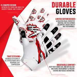 Nuevos Guantes Personalizables para Receptor de Fútbol Americano con Agarre Antideslizante y Diseño de Dedos Completos - Product Image 6