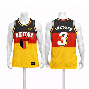 Maillot de basket-ball personnalisé rouge et blanc pour hommes, style canadien, sans manches, en mesh, uniforme d'équipe, impression par sublimation, t-shirt de sport - Product Image 5