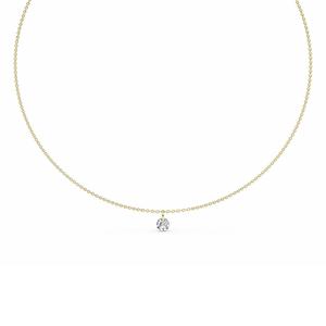 Collier pendentif solitaire flottant en diamant de laboratoire taillé rond, bijoux fins, 18 pouces - Product Image 6