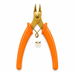 Alicates para Joyería Chapados en Oro, Cortadores de Alambre con Mango Naranja para Fabricación de Joyas y Manualidades - Product Image 1