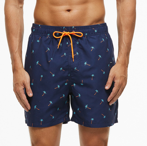 Short de bain décontracté pour homme, tissé, imprimé flamant rose, séchage rapide, résistant à l'eau, taille mi-haute avec cordon de serrage - Product Image 3