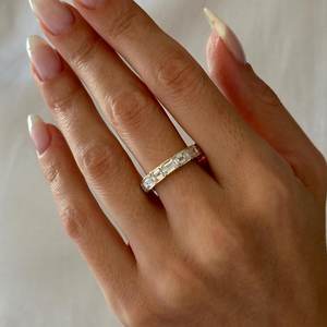 5 Carat Emerald Cut Lab Grown <b>Diamond</b> Eternity <b>Ring</b> , Half Bezel Set Emerald Cut Eternity Band , Art Deco Eternity Band Unique - Product Image 2