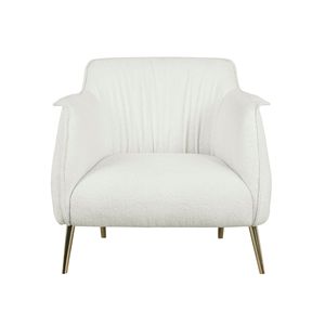 Poltrona di Lusso per Soggiorno, Elegante Rivestimento in Bouclé Bianco con Gambe in Metallo Dorato, Pezzo d'Arredo Raffinato - Product Image 2