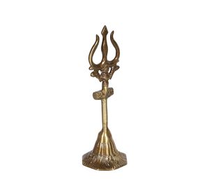 Tridente Decorativo de Latón Shiva Trishul con Damru, Señor Shiva Bholenath, para el Hogar, Templo, Pooja, Decoración Espiritual - Product Image 6