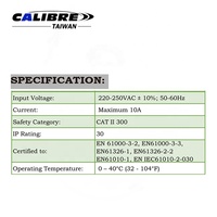 Divisor de Línea de CA 3 en 1 con Enchufes UK, Probador de Funciones de Enchufe y RCD, CAT II 300 IP30, 1 Año de Garantía, TAIWAN CALIBRE