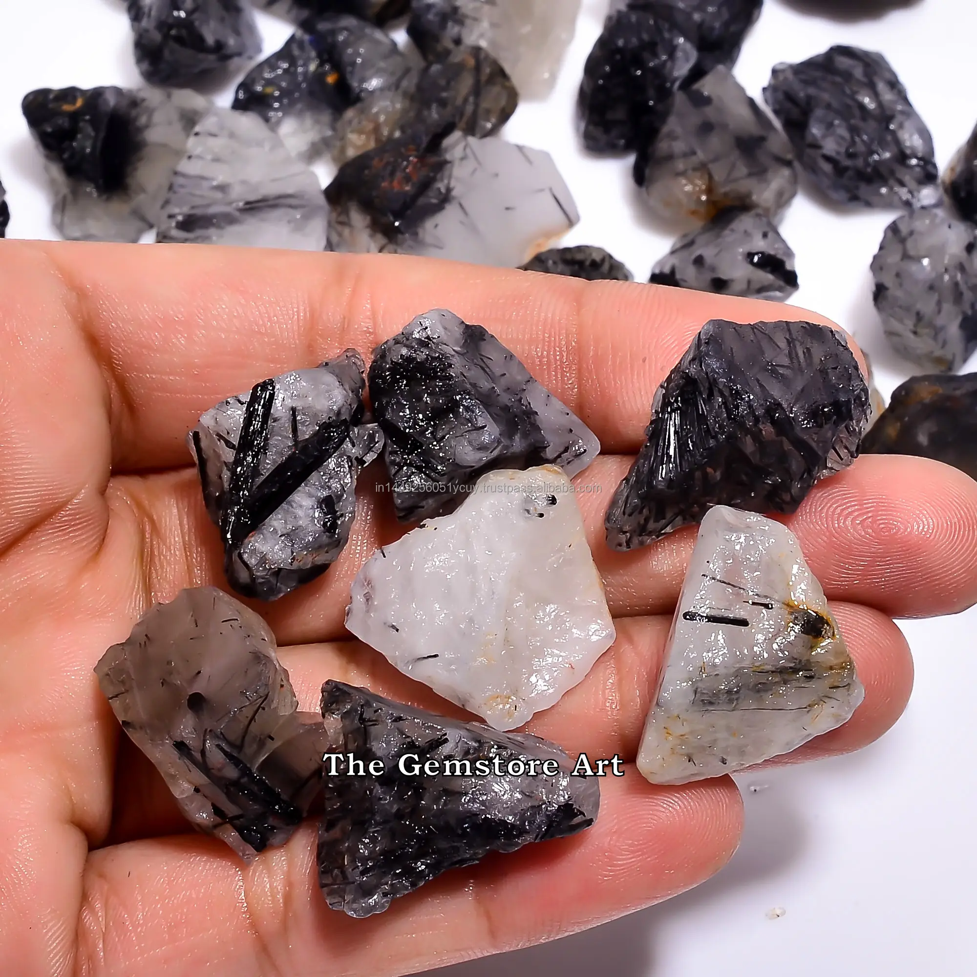 Atacado lote Natural Raw Black Rutile Quartz Raw Roughs Tamanho Pequeno Preto Rutile Quartz Crystal Rocks Rough Healing Gemstone