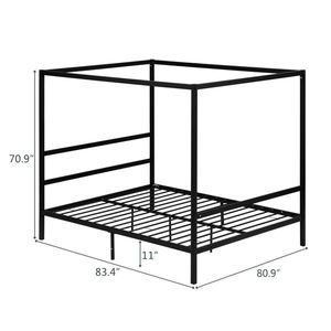 Letto con Zanzariera in Ferro Nero a Tubo Quadrato, Tre Testiere Orizzontali, Coda del Letto Singola Orizzontale, Struttura in Metallo King Size - Product Image 5