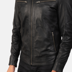 High Quality Cow Skin Leather Jacket for <b>Men</b> Soft Touch Slim Fit Casual Outerwear Stand Collar Front Logo OEM Manufacturer - Product Image 4