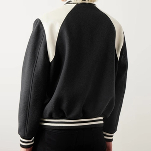 แจ็คเก็ตวาร์ซิตี้แขนขนสัตว์คุณภาพสูงแบบสั่งทำพิเศษ สไตล์วินเทจ ยูนิเซ็กส์ ทรงเบสบอล บอมเบอร์ เลตเตอร์แมน สำหรับวิทยาลัย กันลม ระบายอากาศได้ดี - Product Image 5