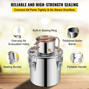 Distillatore Moonshine in Acciaio Inox da 9,6 Galloni (38L) per Acqua e Alcol, Kit per Distillazione Domestica con Tubo in Rame e Termometro Fai-da-Te, Capacità 100L - Product Image 6