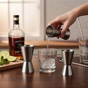 Medidor de latón puro de 30 y 60 ml, jigger de vidrio para cócteles, vaso medidor de metal, herramienta para medir onzas, jigger de bar para mezclas. - Product Image 2