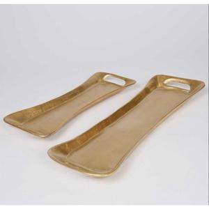 Gold Rectangular Serving <b>Tray</b> With Handle Polished Metal Gold Finish Modern Decorative <b>Tray</b> Wedding Uses Modern <b>Trays</b> Luxury - Product Image 2