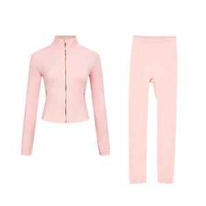 Conjunto Deportivo para Mujer con Logotipo Personalizado, Chaqueta sin Mangas con Cierre, Pantalones de Cintura Media, para Gimnasio, Fitness, Yoga, Tela Inteligente Transpirable - Product Image 6