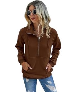 Sweat-shirt à manches longues décontracté de haute qualité pour femmes avec fermeture éclair - Product Image 1