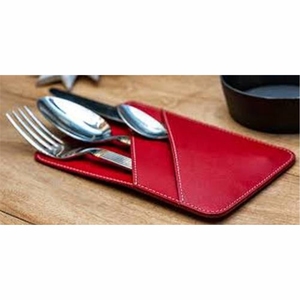 Handmade Genuine Leather Cutlery <b>Pouch</b> Portable Travel Flatware Organizer Case Eco-Friendly Reusable Spoon Fork Knife Storage - Product Image 6