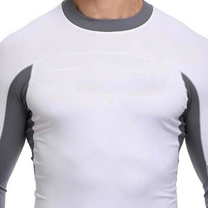 Men's White Gray Long Sleeve Compression Rash Guard Quick Dry <b>Athletic</b> Shirt Full Sleeve Spandex Polyester Workout Top - Product Image 4