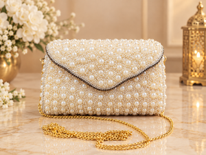 Craftstages International Indian Artisan Crafted Exquisite Metal Pearl Mosaic Flap Closure Velvet Lining Evening Clutch Women's - Product Image 3