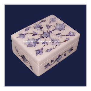 Caja con incrustaciones de mármol de producto tradicional de clase moderna Premium con trabajo hecho a mano de nácar azul para artículo de regalo de bebé recién nacido - Product Image 1